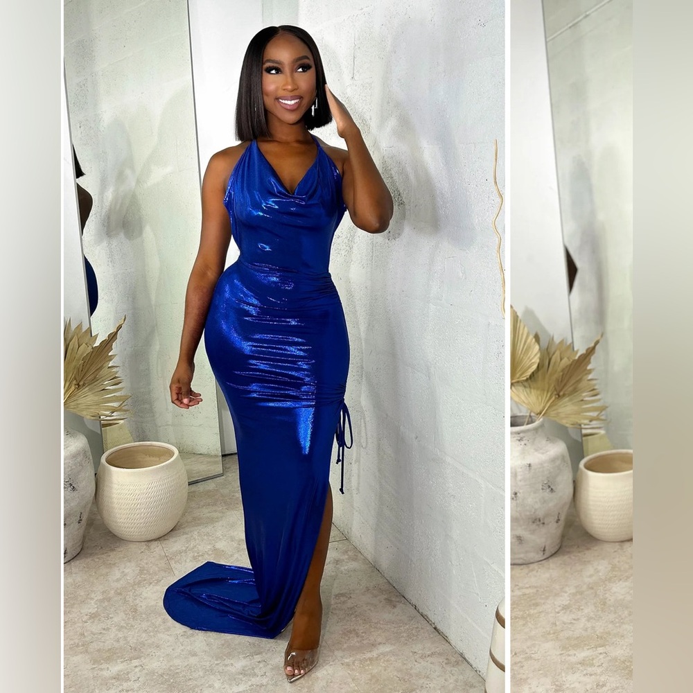 Blue Maxi Cut Out Dress